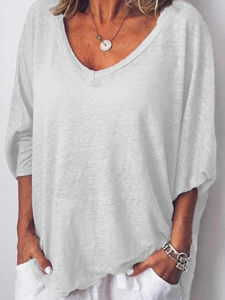 Women's Casual Pure Color Long Sleeve T-Shirt