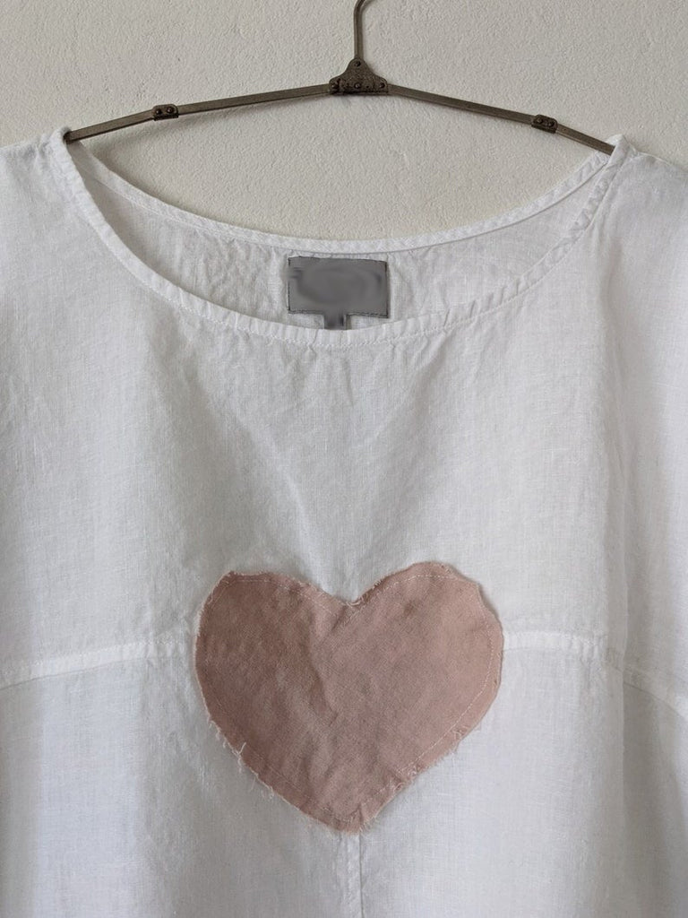 Casual Heart Pattern Long Sleeve Linen Top