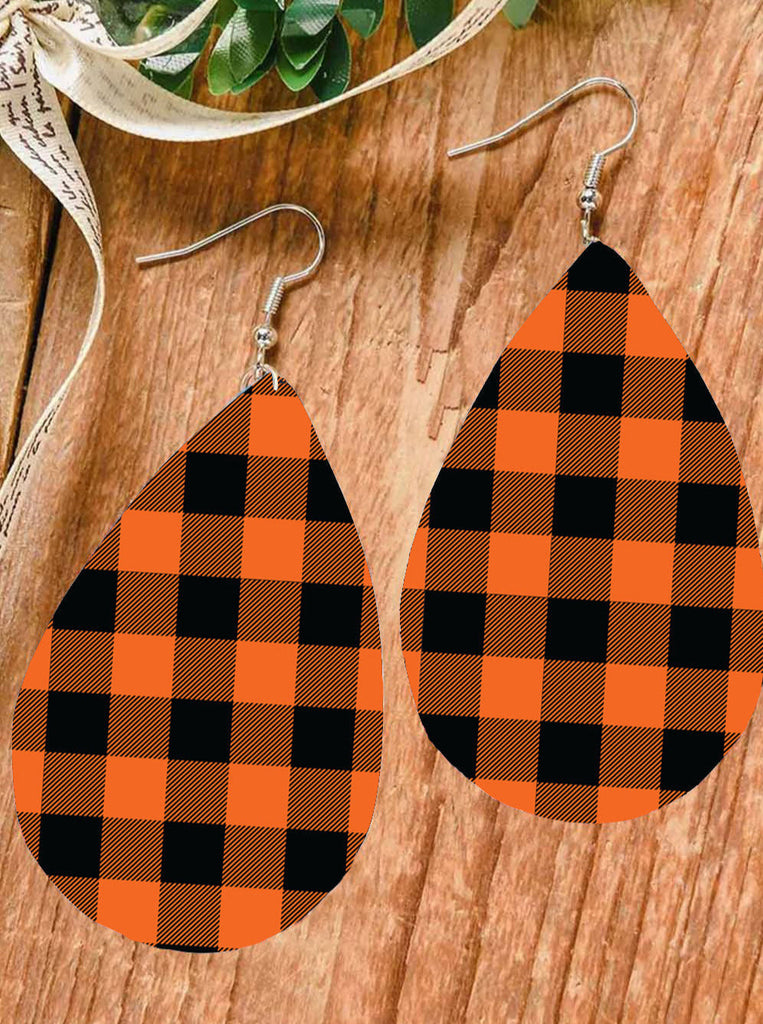 Elveswallet Plaid Pumpkin Color Earrings