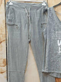 Gray Letter Sleeveless Spaghetti Casual Suits