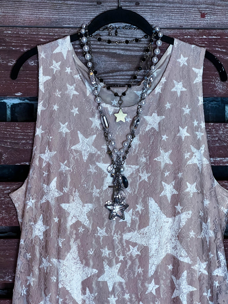 Star Pattern Casual Style Soft Pure Color Lace Top