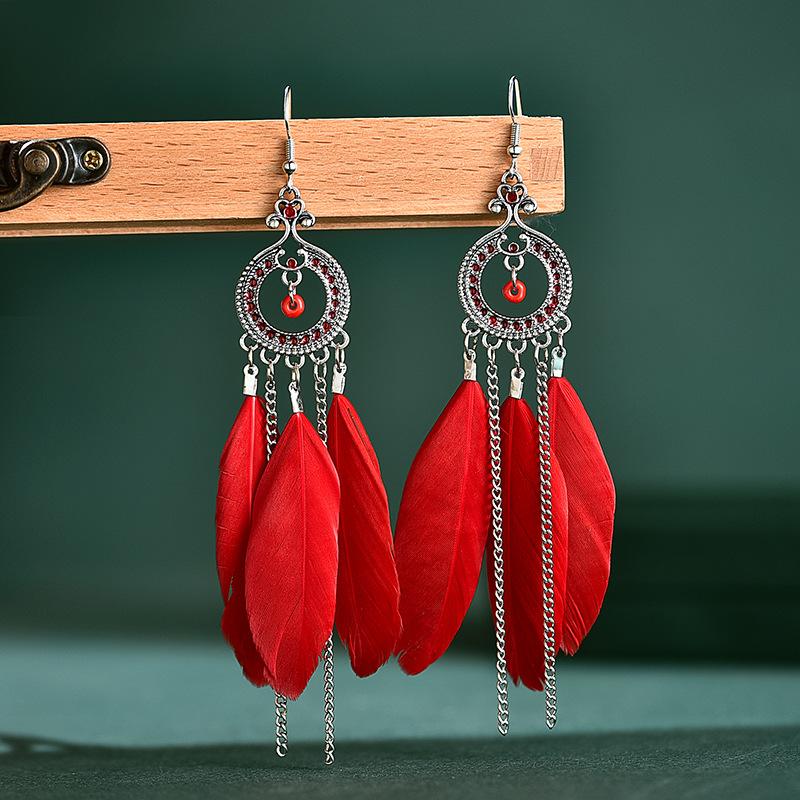 Ethnic Feather Tassel Vintage Ladies Earrings