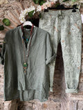 Elveswallet Army Green Short Sleeve Shift Suits