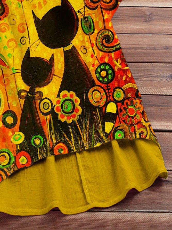 Yellow Statement Cotton-Blend Shirts & Tops