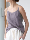 ElveswalletWomen's Loose Sleeveless Suspender Solid Color Linen Top