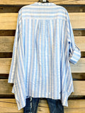 Embroidered Long Sleeve Stripe Casual Top
