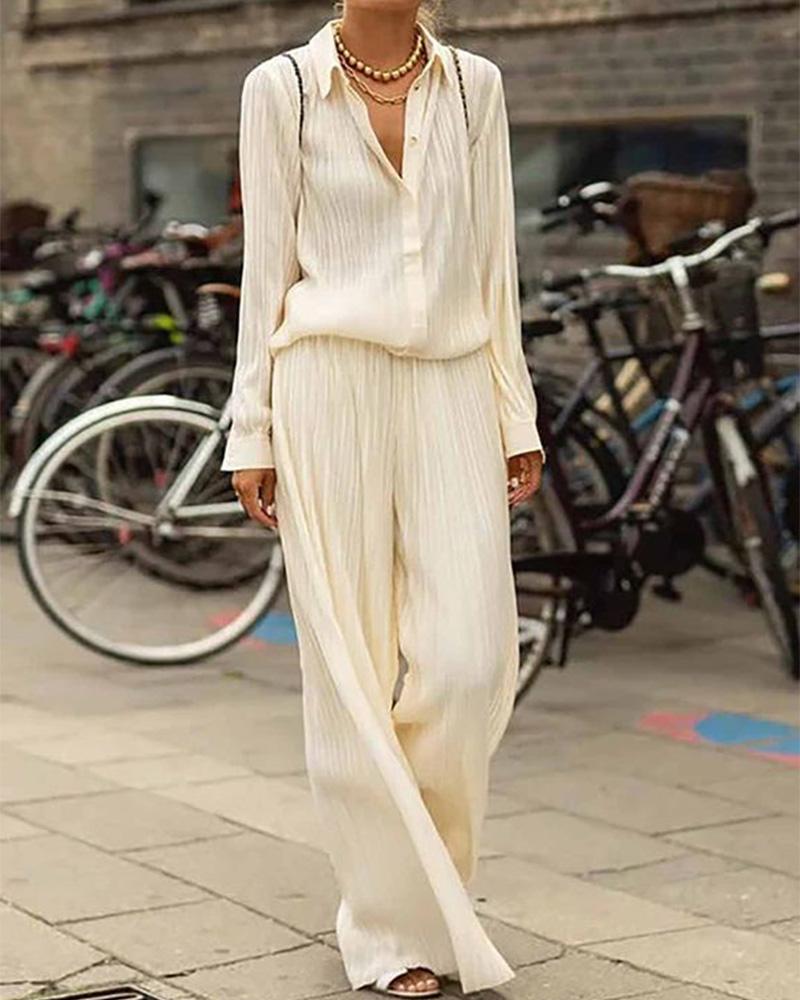 Summer Casual Style Solid Color Two-Piece Suit