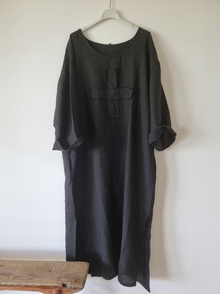 Quality Linen Swiss Cross Kaftan Style Dress
