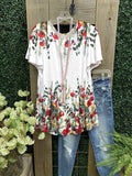 Casual Style Round Neck Contrasting Color Floral Top