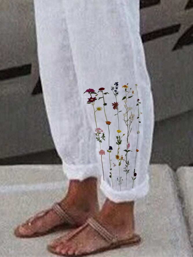 Floral Plus Size Casual Pants
