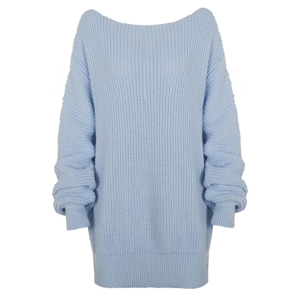 ElveswalleT The hottest ladies casual off-shoulder lantern sleeve knitted sweater dress