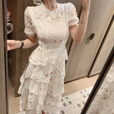 ElveswalleT Pink Lace Embroidery Maxi Dress Female spring Winter Full sleeve high waist Ruffle elegant Long party dresses Woman