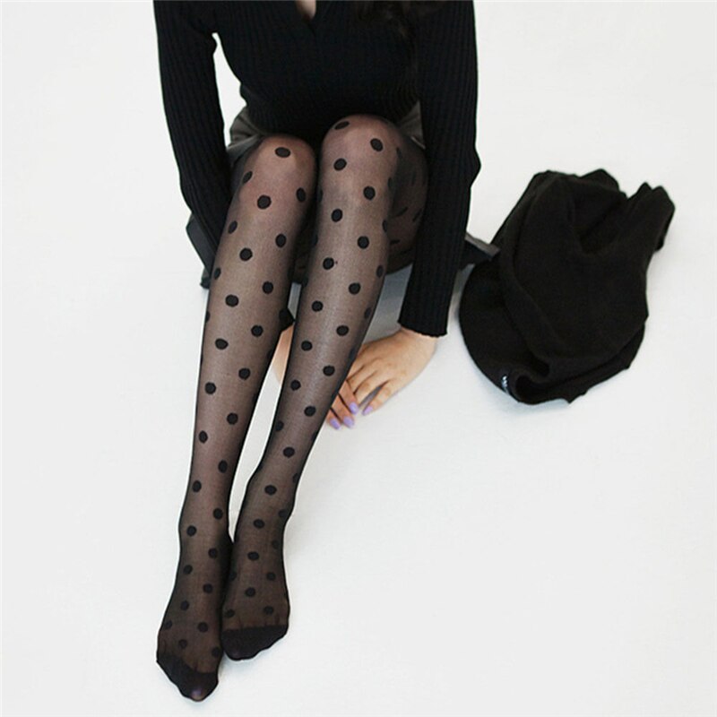 New Women Tights Black Dots Heart Pattern Whole Seamless Sexy Tights Female Ladies Thin Summer Tights Fashion
