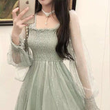 ElveswalleT Long Fairy Dress Elegant Sequins Women Long Sleeve Maxi Dresses Summer One-piece Designer Korean Lady Wedding Party Clothing New