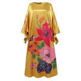 Women ElveswalleT Summer Party Dress Vintage Floral Printed Casual Loose Bohemian Beach Sundress Long Sleeve Satin Maxi Vestidos