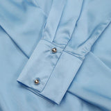 Women Satin Wrap Shirts   Fashion Deep V Neck Blouses Casual Elegant Solid Long Sleeve Top Tunic Blusas Feminina