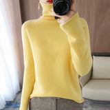 100% Pure Wool Cashmere Sweater Fall/Winter Pile Collar Pullover Korean Fashion Casual Knitted Tops Women Jacket Long Sleeve