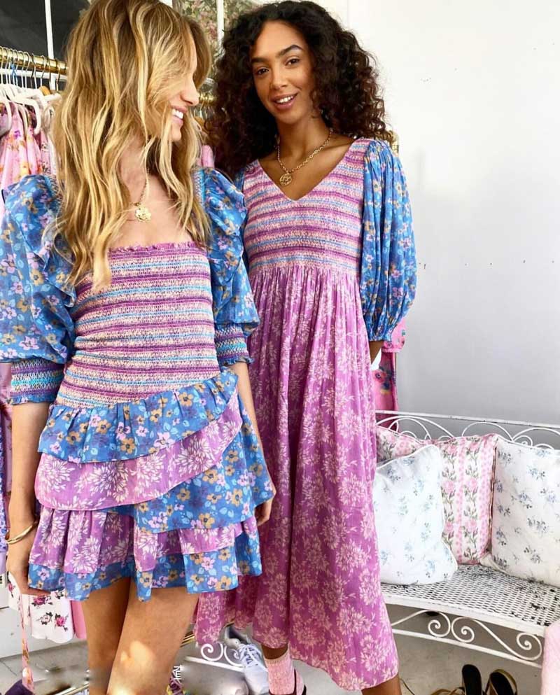 ElveswalleT Inspired mixed floral prints ruffled party dress puff sleeve square neck smocked sexy laides dress mini chic summer dress