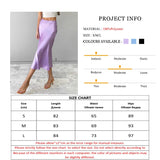 ElveswalleT Solid Purple Satin Silk Skirt Women High Waisted Summer Long Skirt New   Elegant Ladies Office Skirts Midi Spring