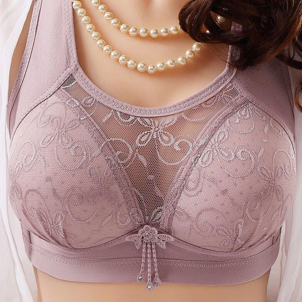 ElveswalleT New No Rims Women Bras Seamless Lace Tube Top Anti-glare Breathable Comfort Large Cup Plus Size Women's Wireless Underwear