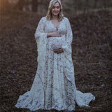 ElveswalleT   Boho Style Lace Maternity Dress For Photography Maternity Photography Outfit Maxi Gown Pregnancy Women Lace Long Dress