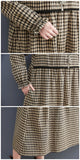 New Fashion Plaid Patchwork Lace Long Sleeve Autumn Dress Cotton Linen Office Lady Work Dress Women Casual Spring Dress