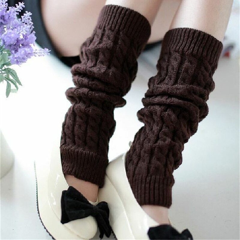 Lolita Leg Warmers Women Warm Winter Knit Foot Cover Crochet Knee Socks Warm Boot Cuffs Beenwarmers Japanese Long Socks