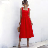 Women Long Dress Summer Sexy Backless Casual White Black Ruched Slip Midi Sundresses Ladies Strap Clothes For Women y2k