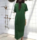 ElveswalleT women's summer cotton bodycon vintage long dress female short sleeve bandage vestidos split plus size dresses