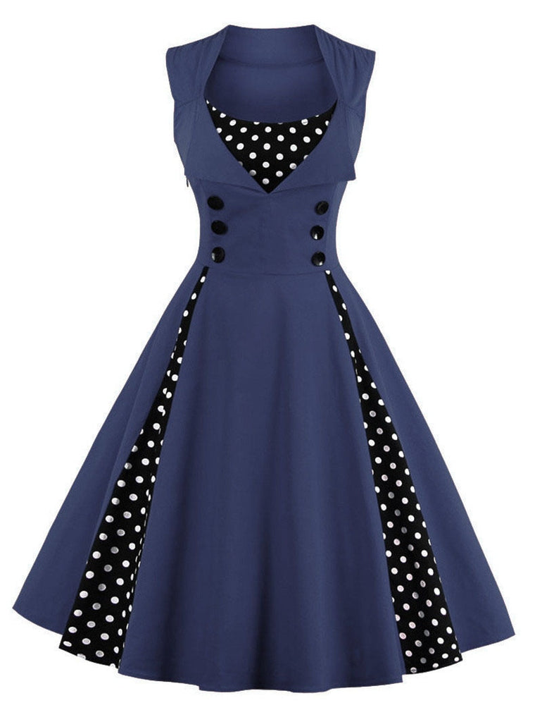 S-4XL Women Robe Retro  Vintage Dress 50s 60s Rockabilly Dot Swing Pin Up Summer Party Dresses Elegant Tunic Vestidos Casual