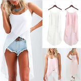 Women Summer Sleeveless Camis Sexy Irregular Sling Strap Tops Chiffon Beach Cami New Fashion Thin Long White Tops Women Clothing
