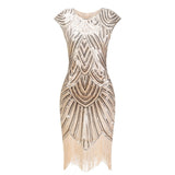 1920s Flapper Dress Great Gatsby Dress O-Neck Cap Sleeve Sequin Fringe Party Midi Dress Vestido De Verano Summer Women Dress
