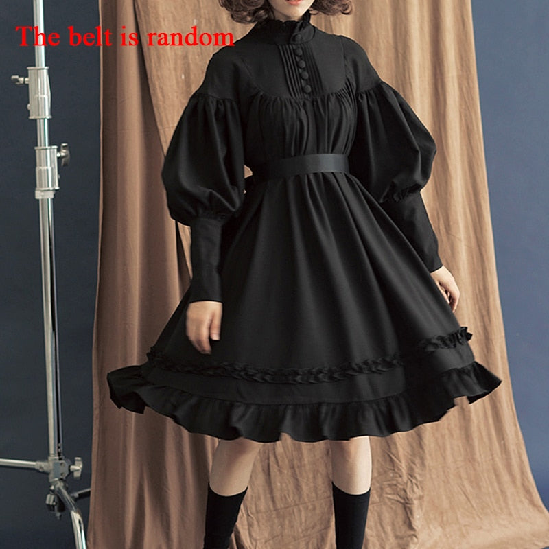 ElveswalleT New Arrival 5 Colors Gothic Lolita Dress Japanese Soft Sister Black Dresses Cotton Women Princess Dress Girl Halloween Costume