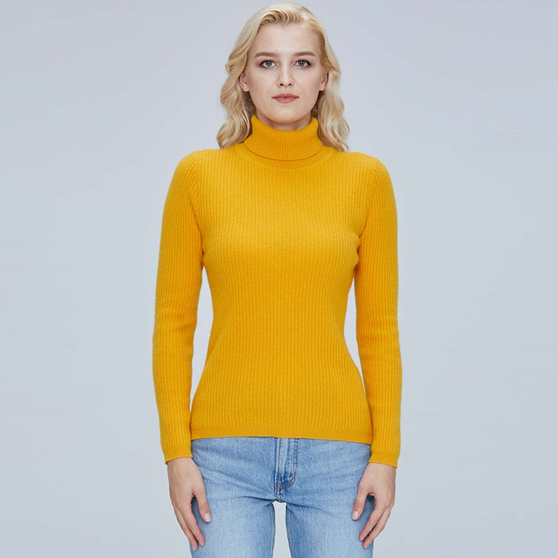 100% Merino Wool Turtleneck Women Sweater Autumn Winter Warm Soft Jumper Women   Knitted Pullover Femme Cashmere Sweater Knit