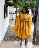 Women Loose Dresses O Neck Pleated Casual Fashion Large Size Ladies Female African Fashion Spring Summer New Baggy Robes