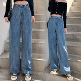 ElveswalleT streetwear high waist women's fashion jeans woman girls women wide leg pants trousers female trousers denim bagge mom jeans