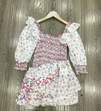 ElveswalleT Inspired mixed floral prints ruffled party dress puff sleeve square neck smocked sexy laides dress mini chic summer dress