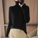 100% Pure Wool Cashmere Sweater Fall/Winter Pile Collar Pullover Korean Fashion Casual Knitted Tops Women Jacket Long Sleeve