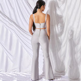 ElveswalleT Set 2 Pieces Strap Sleeveless Bustiers And Long Bell-Bottoms Trousers Sexy Celebrity Party Sheath Vestidos  Dobanmbd