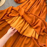 ElveswalleT Woherb Chic Elegant Square Collar Maxi Dress Women Solid Chiffon Puff Sleeve Dresses Korean Fashion Vintage Ruffle Vestidos