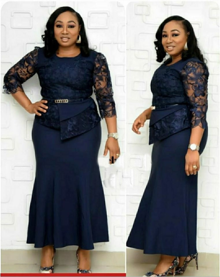 ElveswalleT African women's spring and autumn plus size slim patchwork lace dress elegant dress long dress African clothing XL-5XL