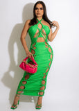 Sexy High Slit Lace Up Bodycon Dress for Women Summer Halter Cut Out Evening Club Party Long Dresses Robe Femme y2k Clothes