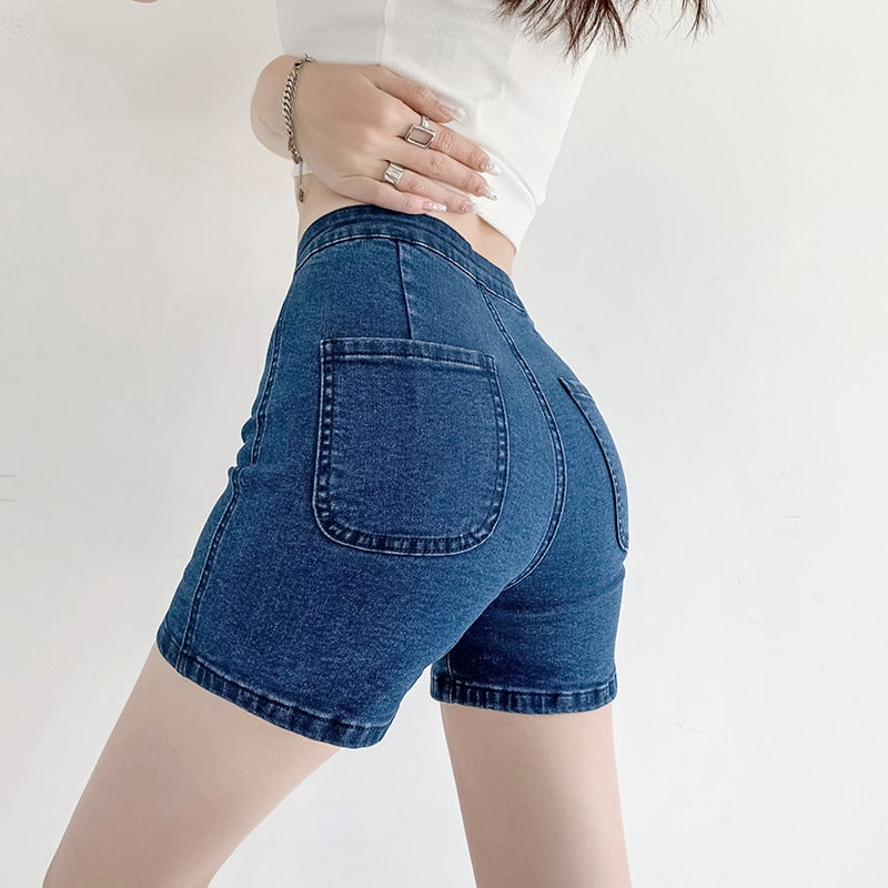 Women Shorts Sexy Jeans Peach   Summer New Mini Elegant Lady Skinny Denim Shorts Female Casual Cycling Short Harajuku