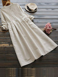 Autumn Embroidery Long Shirt Dress Vintage Women Casual Cotton Vestidos Women Long Sleeve Sundress Kaftan
