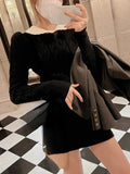 Autumn Korean Suit Sexy Bodycon Mini Skirt + Long Sleeve Solid Short Sweater Woman Knitted 2 Piece Dress Set Retro Casual