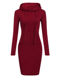 Autumn And Winter Hoodie Dress Elegant Long Sleeve Pocket Combining Casual Women's Midi Dresses
