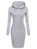 Autumn And Winter Hoodie Dress Elegant Long Sleeve Pocket Combining Casual Women's Midi Dresses
