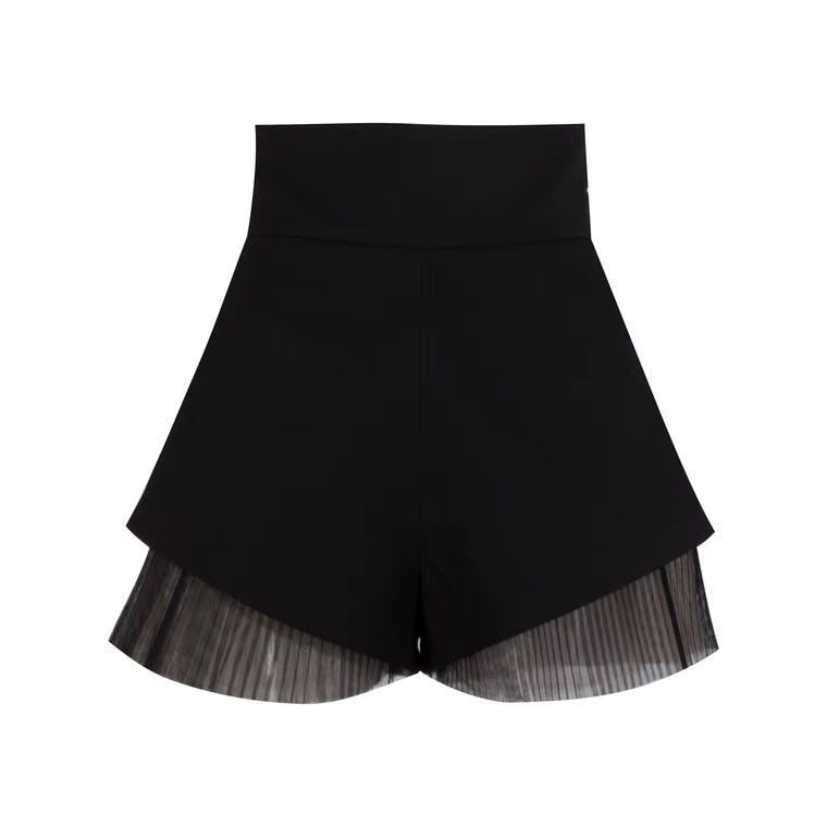 Black French Retro Top Women Summer Women Long Sleeve Mesh Shirt Sexy Slimming Blusas De Mujer Lace Sling Shorts Elegant Set