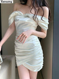 ElveswalleT   Summer Robe New Women Elegant Off Should Midi Prom Dress Female Fashion Vestdios Ladies Evening Party Clothes