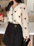 Printed Shirt for Women Spring   New Long Sleeve V Neck Vintage Elegant Blouse Fashion Casual Button Up Y2k Top